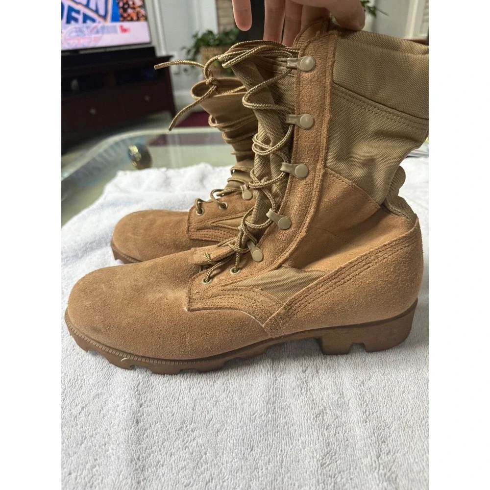 US Military Desert Combat Boots Tan Suede Nylon Tactical 9.5R 03215 Lug Sole